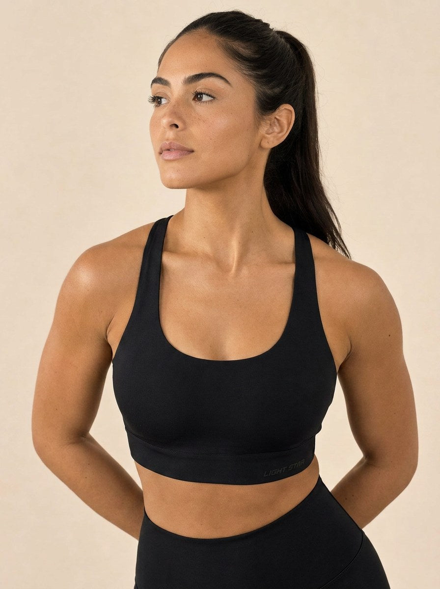 Halo Scoop Sports Bra - Jet Black
